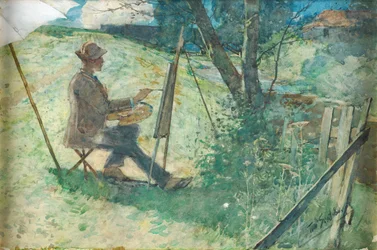 Kunstenaar Schildert bij een Beek, 1886